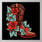 Christmas Cowboy Boot Holiday Poster (Voorkant)