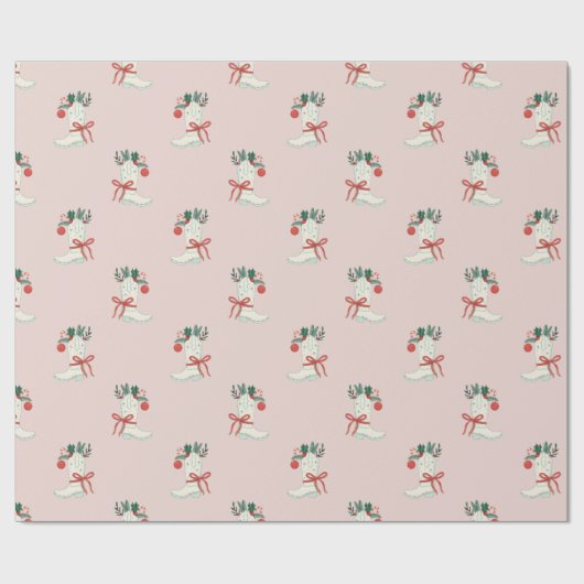 Christmas Cowboy Boot Wrapping Paper Cadeaupapier (Vlak)