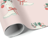 Christmas Cowboy Boot Wrapping Paper Cadeaupapier (Rol Hoek)