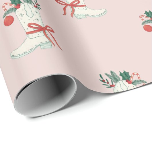 Christmas Cowboy Boot Wrapping Paper Cadeaupapier (Rol Hoek)