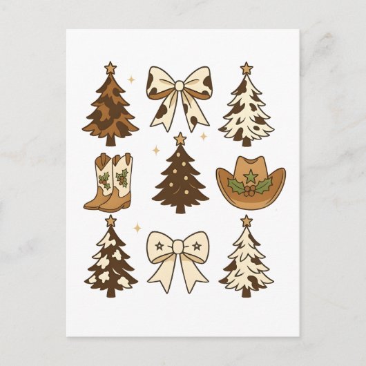 Christmas Cowboy Boots Western Santa Xmas Aankondigingskaart (Voorkant)