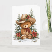 Christmas Cowboy Teddy Bear Feestdagen Kaart (Voorkant)