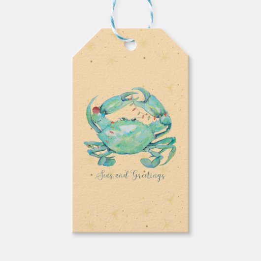Christmas Crab Beach Cadeaulabel (Voorkant)