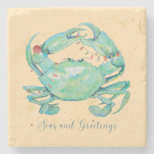 Christmas Crab Beach Stenen Onderzetter