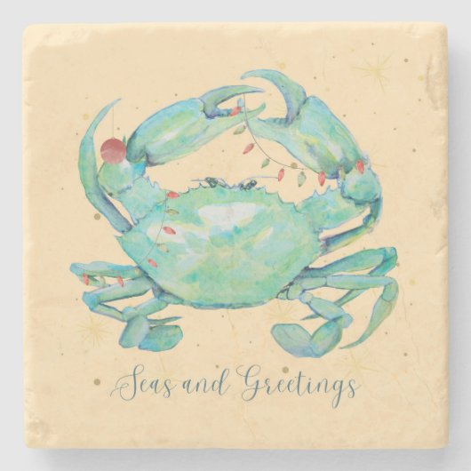 Christmas Crab Beach Stenen Onderzetter (Voorkant)