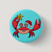 Christmas Crab Ronde Button 3,2 Cm (Voorkant)