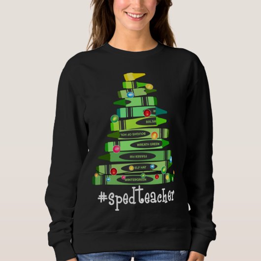 Christmas Crayon Sped Teacher Tree Best  Christmas Trui (Voorkant)