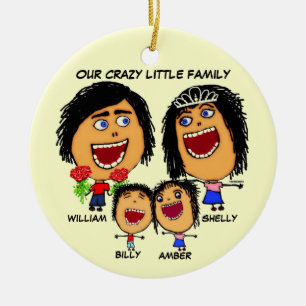 Christmas Crazy Family Cartoon Keramisch Ornament