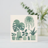 Christmas Cream Green Potted Planten Feestdagenkaart (Staand voorkant)