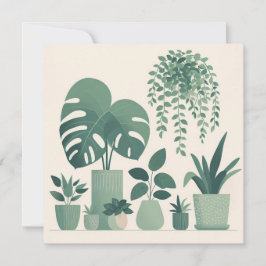 Christmas Cream Green Potted Planten Feestdagenkaart