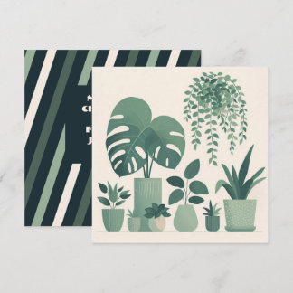 Christmas Cream Green Potted Planten Feestdagenkaart