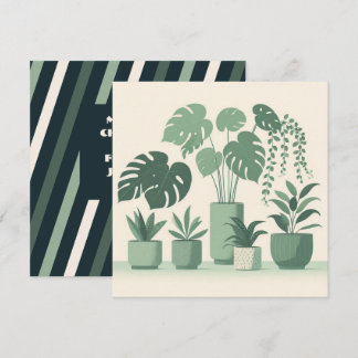 Christmas Cream Green Potted Planten Feestdagenkaart