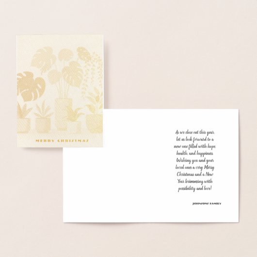 Christmas Cream Green Potted Planten Folie Kaarten (Display)