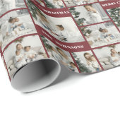 Christmas Creëer Your Own Red 6 Fotocollage Cadeaupapier (Rol Hoek)