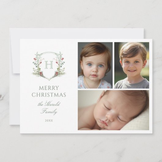 Christmas Crest 3 Photo Feestdagenkaart (Voorkant)