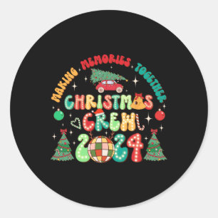 Christmas Crew 2024 Xmas Groovy Herinneringen make Ronde Sticker