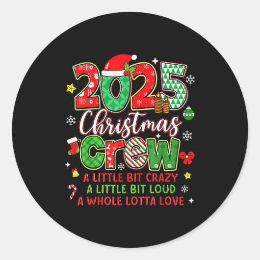 Christmas Crew 2025 Family Christmas Xmas Pajamas  Ronde Sticker (Voorkant)