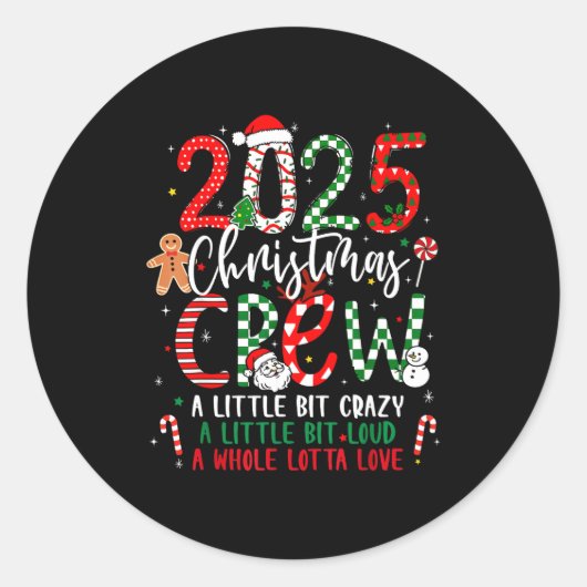 Christmas Crew 2025 Family Christmas Xmas Pajamas  Ronde Sticker (Voorkant)