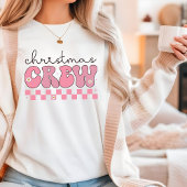 Christmas Crew Groovy Retro Roze Typografie Tri-Blend Shirt