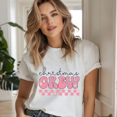 Christmas Crew Groovy Retro Roze Typografie Tri-Blend Shirt