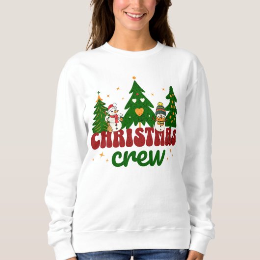 Christmas Crew Happy Winter Scene Playful Snowman Trui (Voorkant)