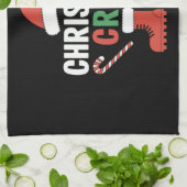 Christmas Crew kerstboom vakantie matching familie Theedoek (Gevouwen)