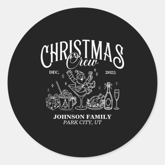 Christmas Crew Matching Family Group  Ronde Sticker (Voorkant)