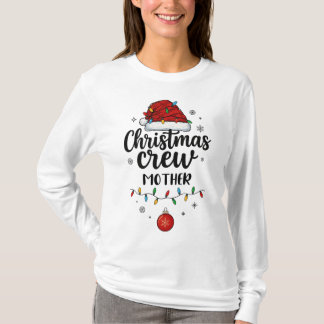 Christmas Crew Mother Santa Hat Matching Christmas T-shirt