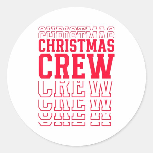 Christmas Crew Red Layered Text Family Santa Xmas Ronde Sticker (Voorkant)