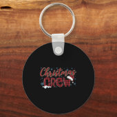 Christmas Crew Red Plaid Matching Family Group Squ Sleutelhanger (Voorkant)