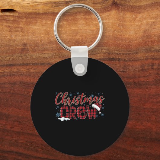 Christmas Crew Red Plaid Matching Family Group Squ Sleutelhanger (Voorkant)