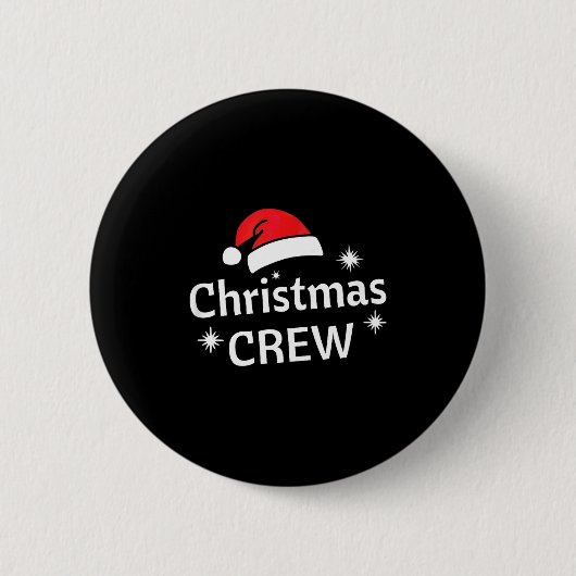 Christmas Crew Santa's Hat Merry Xmas Ronde Button 5,7 Cm (Voorkant)