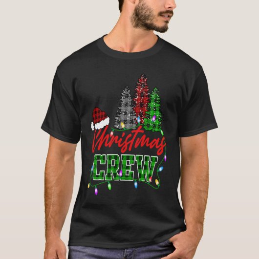 Christmas Crew Three Tree Buffalo Plaid Matching F T-shirt (Voorkant)
