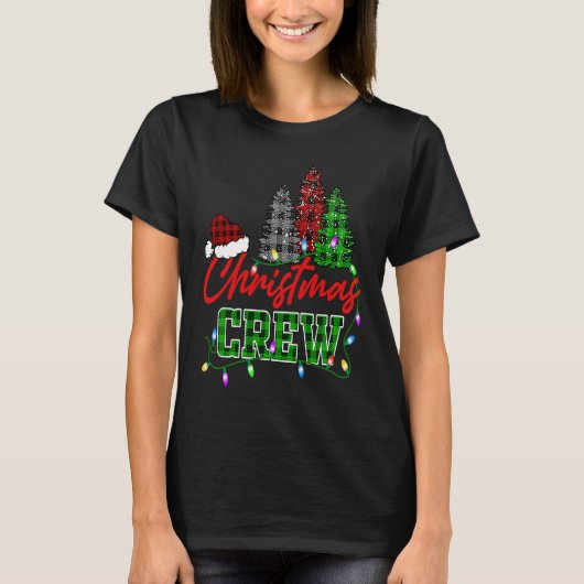 Christmas Crew Three Tree Buffalo Plaid Matching F T-shirt (Voorkant)