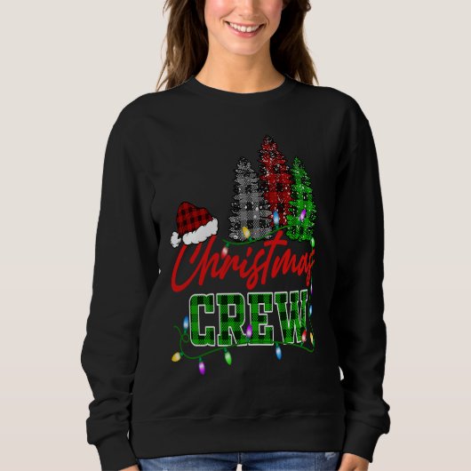 Christmas Crew Three Tree Buffalo Plaid Matching F Trui (Voorkant)