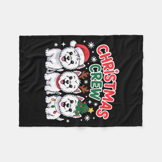 Christmas Crew Westie Christmas West Highland Whit Fleece Deken (Voorkant (Horizontaal))