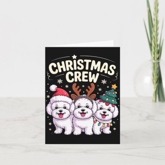 Christmas Crew Xmas Puppy Dog Funny Christmas Bich Kaart (Voorkant)