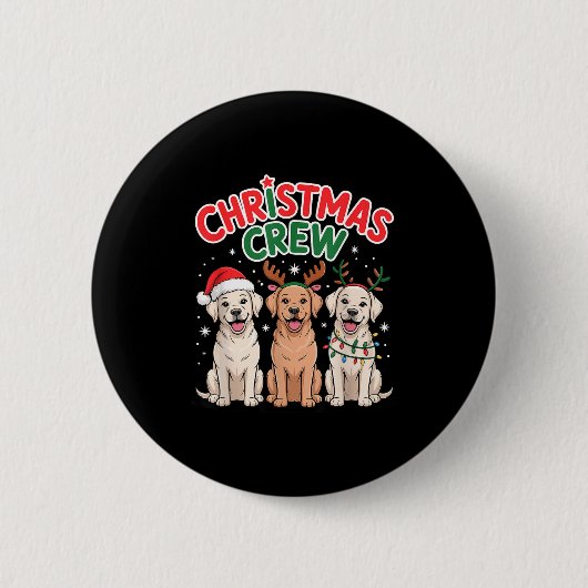 Christmas Crew Xmas Puppy Funny Christmas Labrador Ronde Button 5,7 Cm (Voorkant)