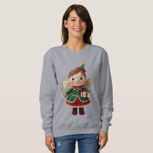 Christmas Crochet Fairy Women’s Sweatshirt – Cute (Voorkant volledig)