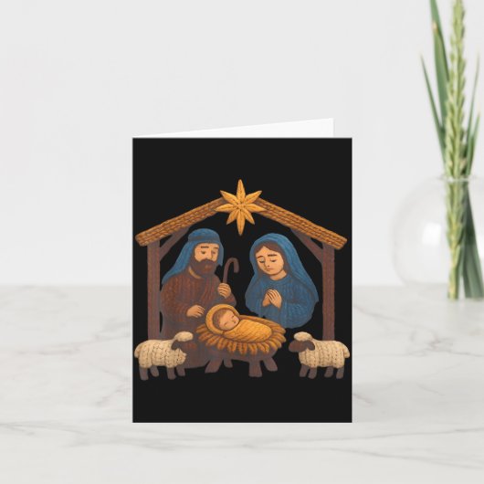 Christmas Crochet Jesus Christmas Faux Yarn Sewing Kaart (Voorkant)