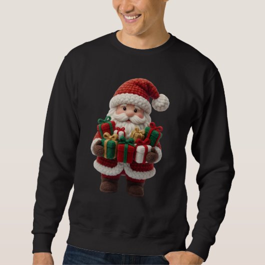 Christmas Crochet Santa Men’s Sweatshirt  (Voorkant)