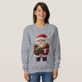 Christmas Crochet Santa Women’s Sweatshirt – Cute  (Voorkant volledig)