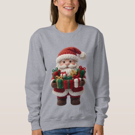 Christmas Crochet Santa Women’s Sweatshirt – Cute  (Voorkant)