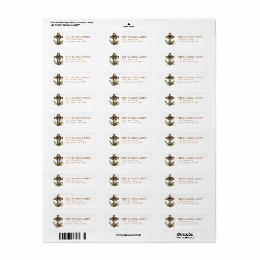 Christmas Cross Return Address Labels (Full Sheet)