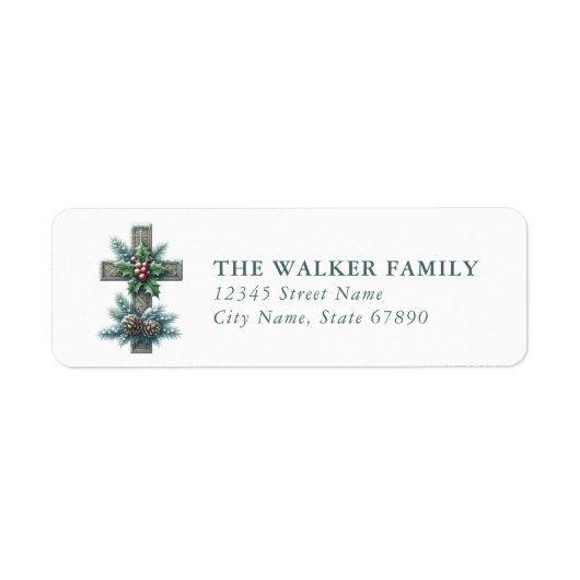Christmas Cross Return Address Labels (Voorkant)
