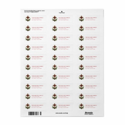 Christmas Cross Return Address Labels (Full Sheet)
