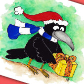 CHRISTMAS CROW briefkaart van Nicole Janes