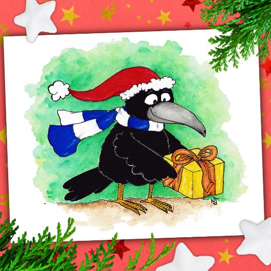 CHRISTMAS CROW briefkaart van Nicole Janes
