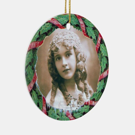 CHRISTMAS CROWN FOTO TEMPLATE, Red Ruby Keramisch Ornament (Rechts)