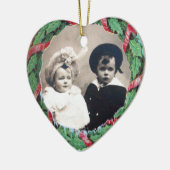 CHRISTMAS CROWN HEART FOTO TEMPLATE, Red Ruby Keramisch Ornament (Links)